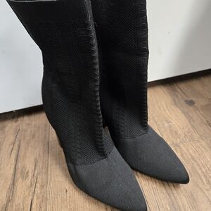Shoe Dazzle Black Knit Heeled Boots